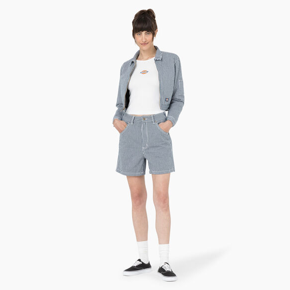 Women&#39;s Hickory Stripe Shorts, 5&quot; - Airforce Blue &#40;AF&#41;