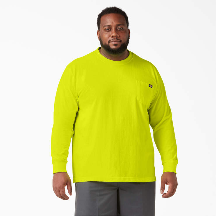 Heavyweight Neon Long Sleeve Pocket T-Shirt - Bright Yellow (BWD) image number 4