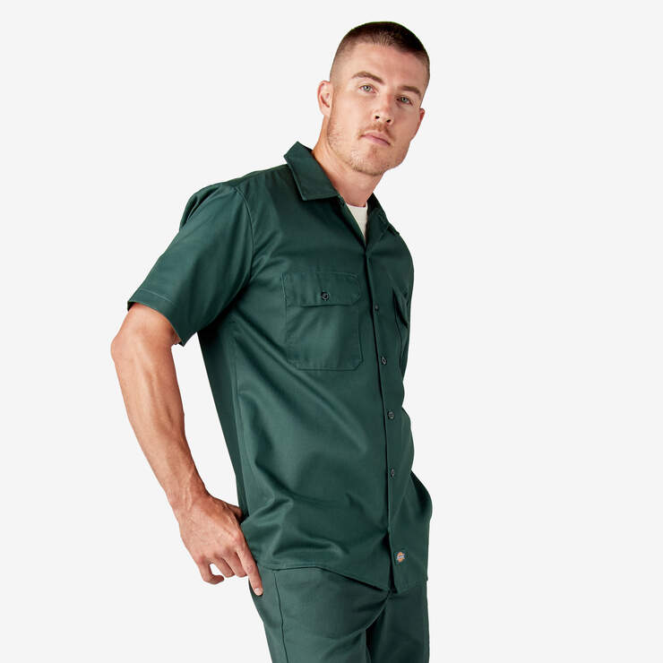 Short Sleeve Work Shirt - Hunter Green (GH) image number 4
