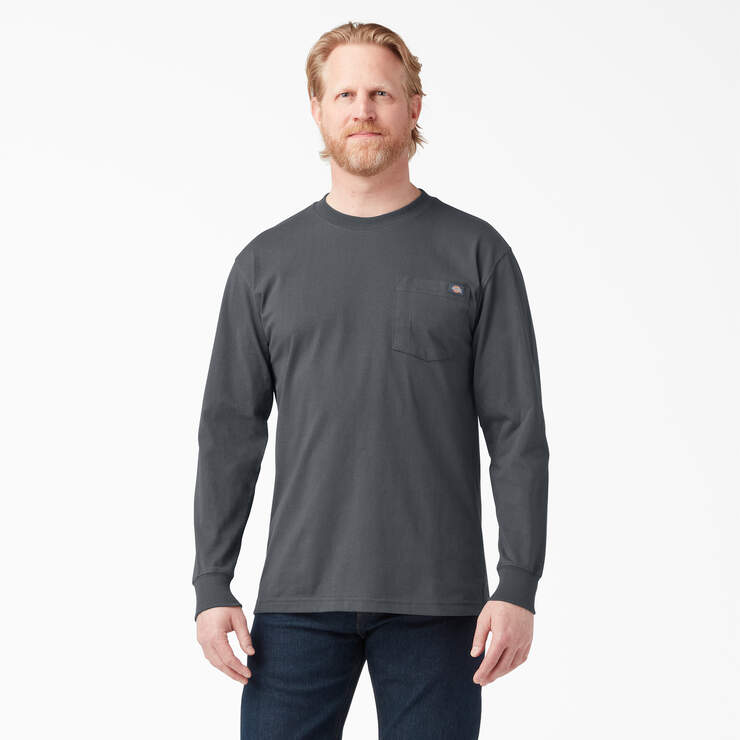 Heavyweight Long Sleeve Pocket T-Shirt - Charcoal Gray (CH) image number 1