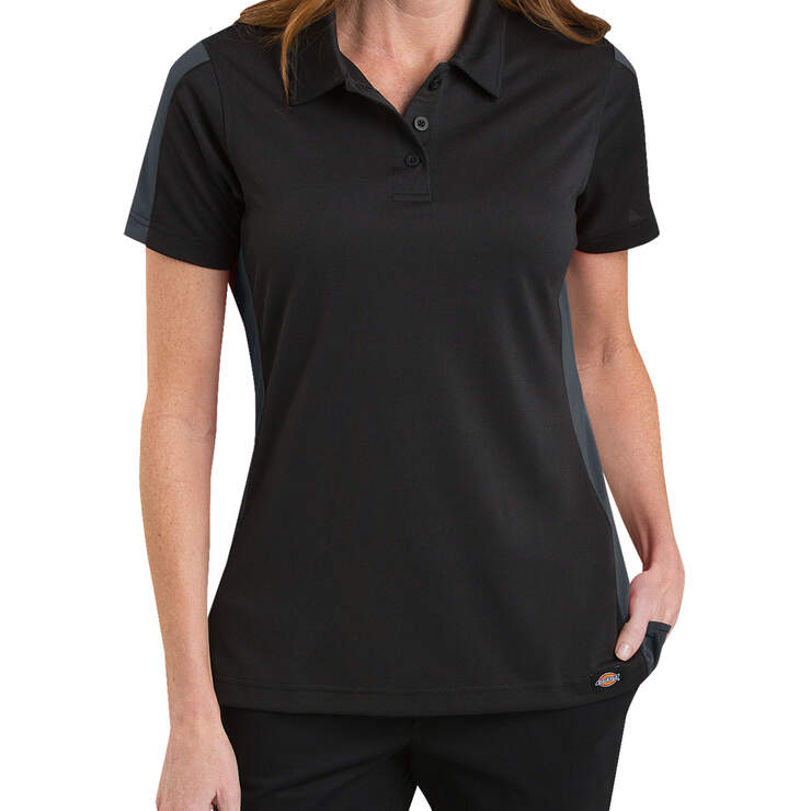 Women's Industrial Performance Color Block Polo Shirt - Black/Charcoal Graye (BKCH) image number 1