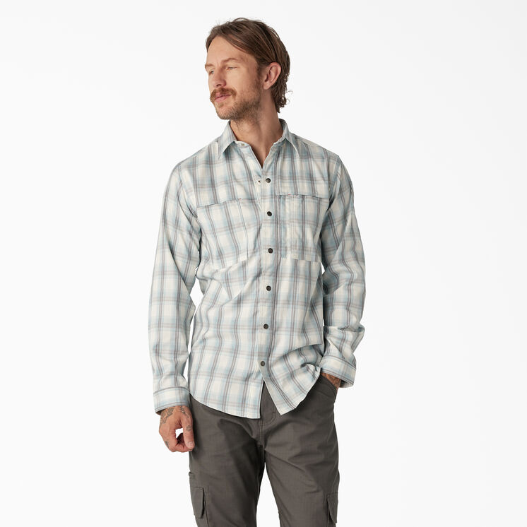 Cooling Long Sleeve Work Shirt - Clear Blue/Smoke Plaid &#40;B1H&#41;