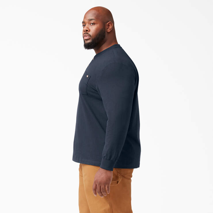 Heavyweight Long Sleeve Henley T-Shirt - Dark Navy (DN) image number 6