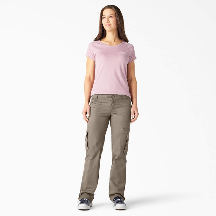 Women's Relaxed Fit Straight Leg Cargo Pants - Rinsed Pebble Brown (RNP) image number 5