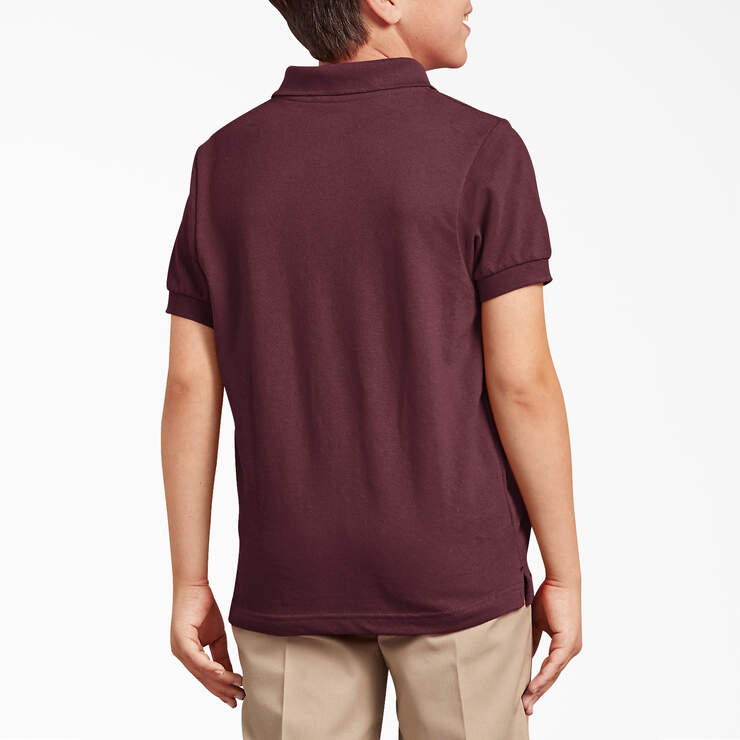 Kids' Piqué Short Sleeve Polo, 4-20 - Burgundy (BY) image number 2