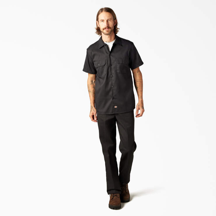 FLEX Slim Fit Short Sleeve Work Shirt - Black (BK) image number 5