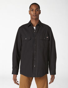 Regular Fit Flannel Lined Duck Shirt - Rinsed Black &#40;RBK&#41;