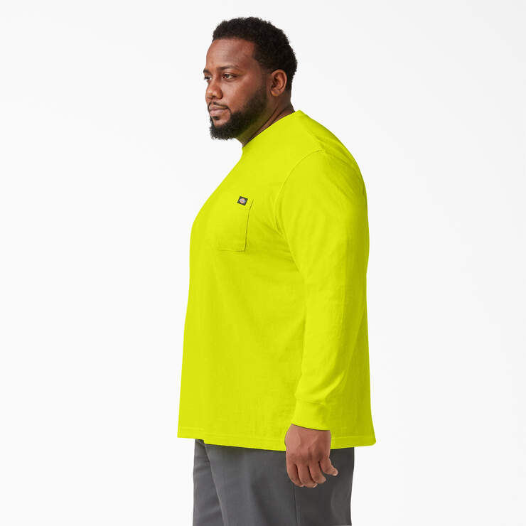 Heavyweight Neon Long Sleeve Pocket T-Shirt - Bright Yellow (BWD) image number 6