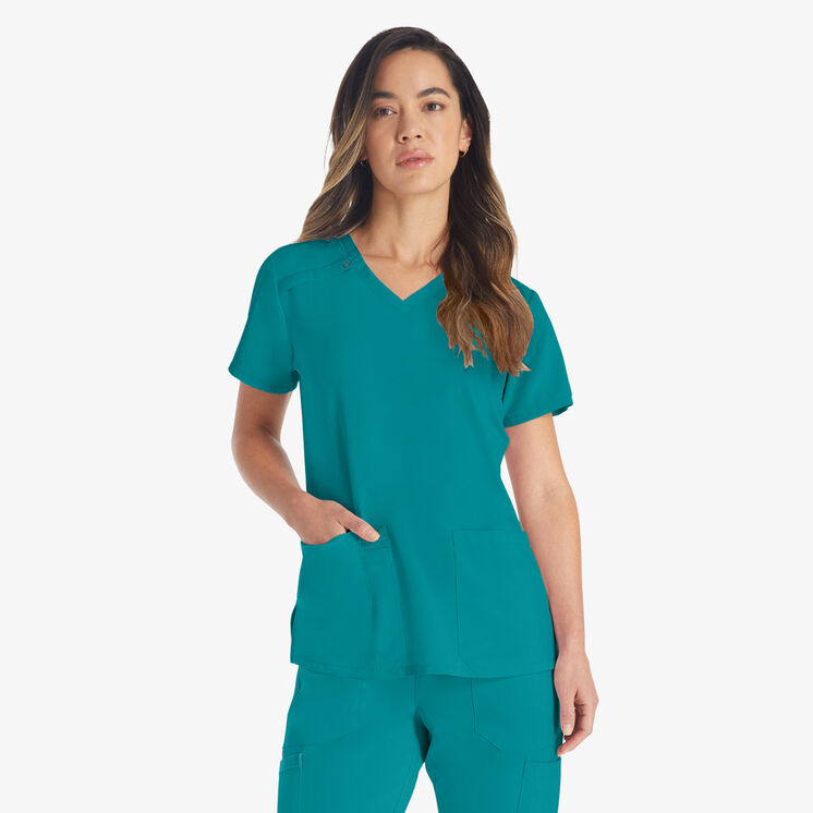 Women&#39;s EDS Essentials V-Neck Scrub Top - Teal &#40;DTL&#41;