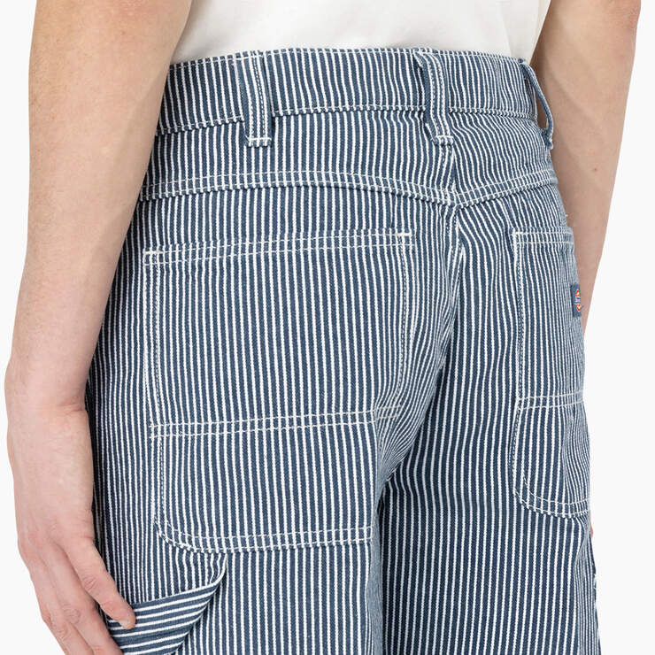 Garyville Regular Fit Hickory Stripe Carpenter Pants - Ecru/Airforce Blue (EUA) image number 8