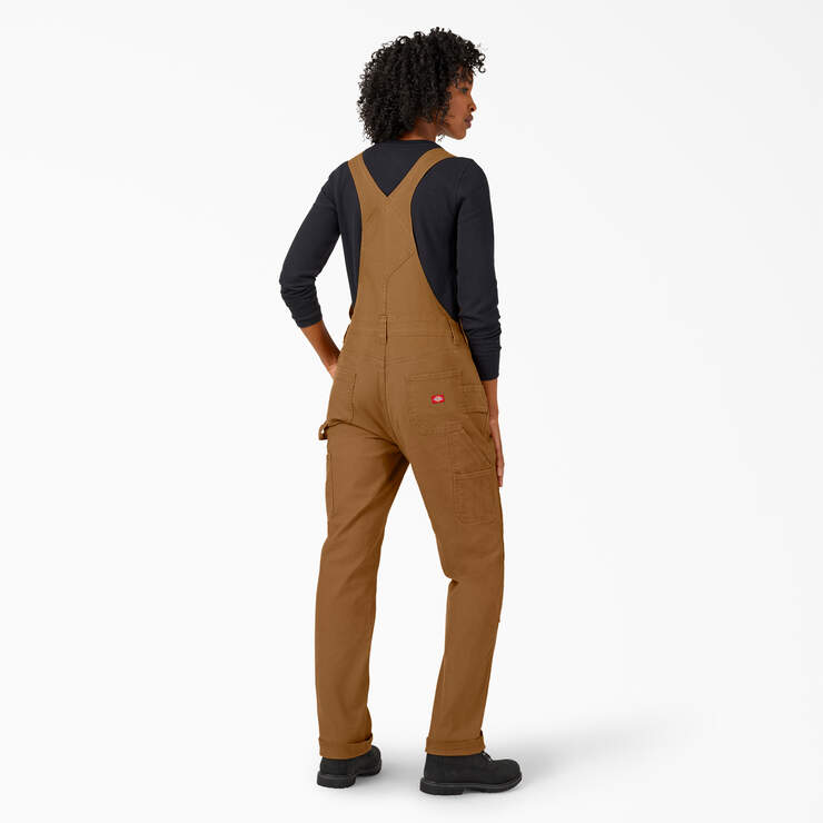Women's Straight Fit Duck Double Front Bib Overalls - Rinsed Brown Duck (RBD) image number 2