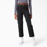 Women's Skinny Fit Cuffed Cargo Pants - Black (BKX)