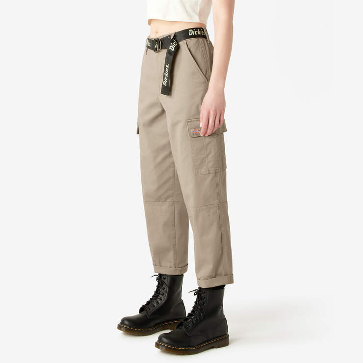 Women's Relaxed Fit Cropped Cargo Pants - Desert Sand (DS) image number 3