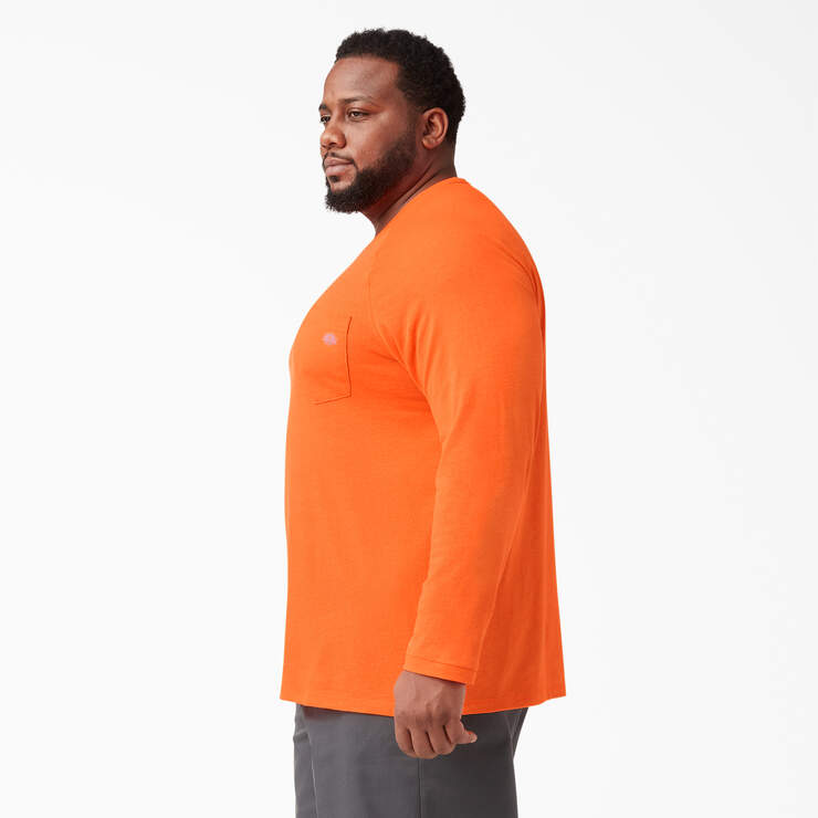 Cooling Long Sleeve Pocket T-Shirt - Bright Orange (BOD) image number 6