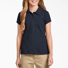 Girls&#39; Short Sleeve Pique Polo Shirt,  7-20 - Dark Navy &#40;DN&#41;