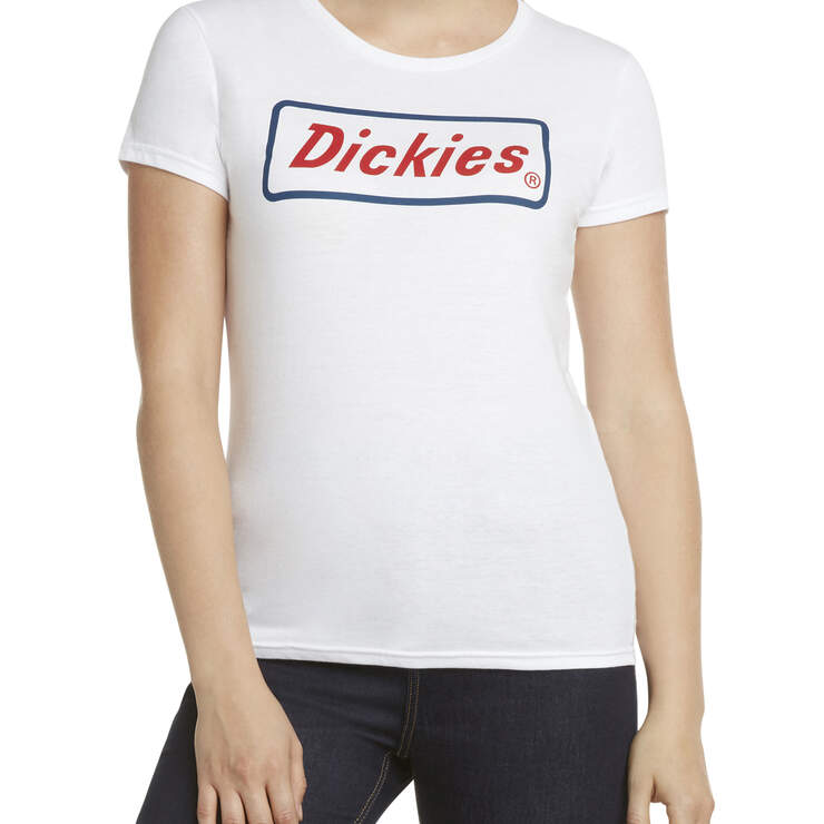 Dickies Girl Juniors' Boxed Logo T-Shirt - White (WHT) image number 1