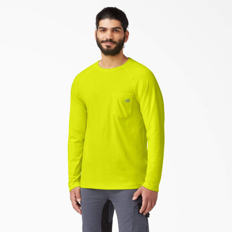 Cooling Long Sleeve Pocket T-Shirt - Bright Yellow (BWD) image number 1