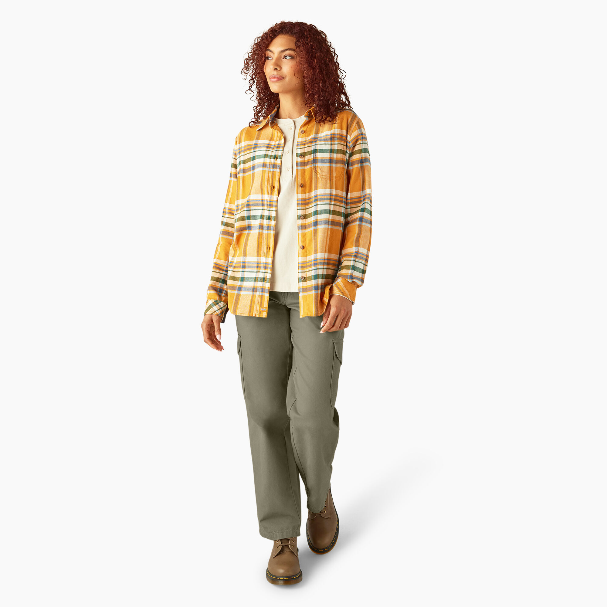 売れ筋商品|||ディッキーズ カットソー トップス レディース Flannel Long-Sleeve Shirt - Women's Fired Brick Fireside Ombre Plaid Women's Long Sleeve Plaid Shirt | Dickies - Dickies US