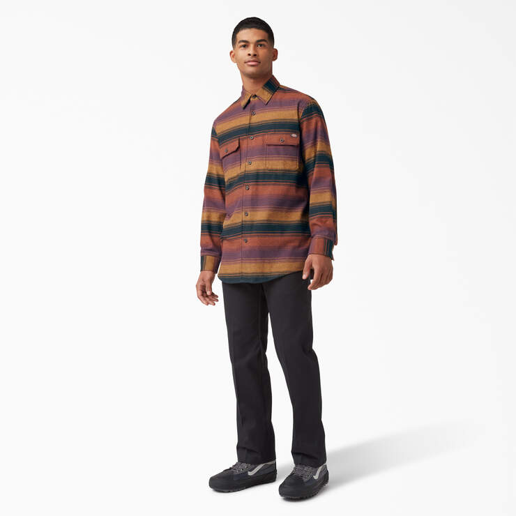 Long Sleeve Flannel Shirt - Wine Blanket Stripe (WSC) image number 4