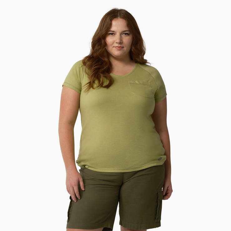 Women's Plus Cooling Short Sleeve Pocket T-Shirt - Fern Heather (F2H) image number 1