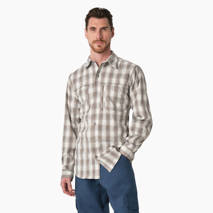 Cooling Long Sleeve Work Shirt - Smoke/Charcoal Plaid &#40;A1R&#41;