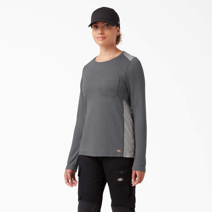 Women's Temp-iQ® 365 Long Sleeve Pocket T-Shirt - Dark Gray Heather (GHF) image number 1