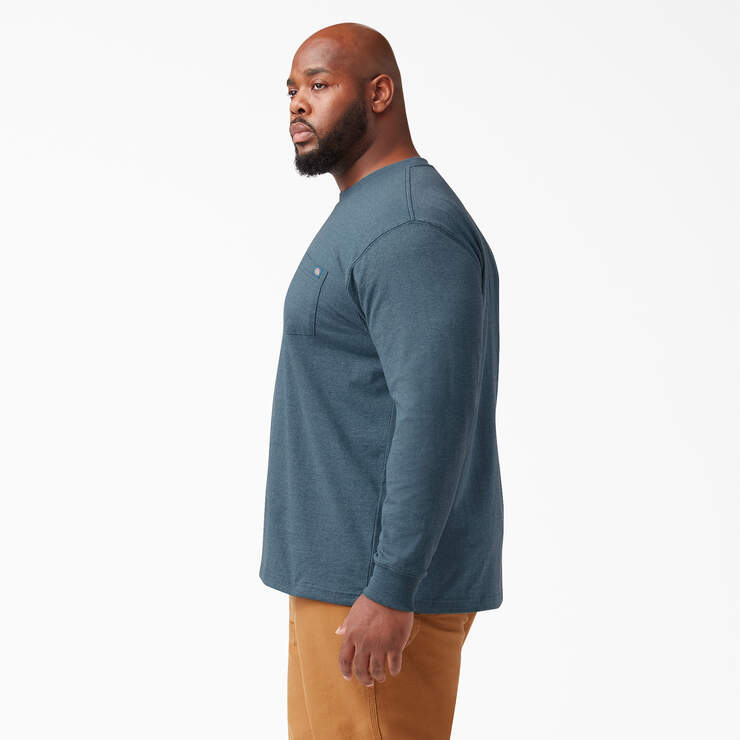 Heavyweight Heathered Long Sleeve Pocket T-Shirt - Baltic Blue (BUD) image number 5