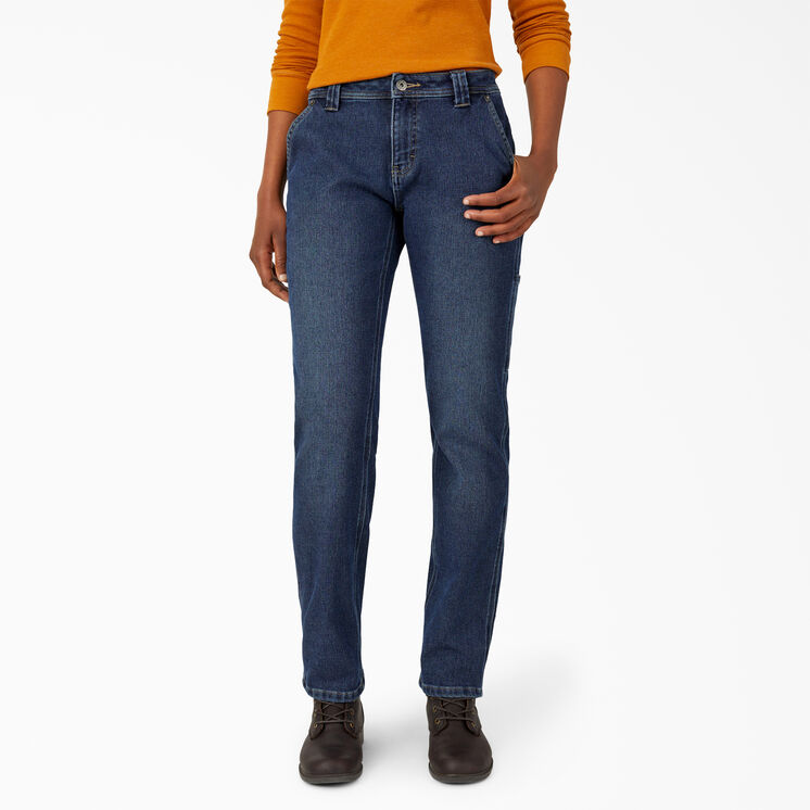 Women&#39;s Lined Relaxed Fit Carpenter Jeans - Stonewashed Medium Blue &#40;MSW&#41;