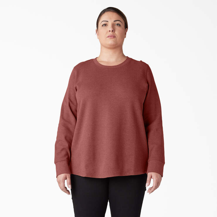 Women's Plus Long Sleeve Thermal Shirt - Fired Brick Single Dye (FBD) image number 1