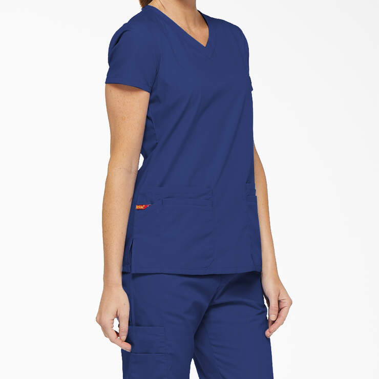 Women's EDS Signature V-Neck Scrub Top - Galaxy Blue (GBL) image number 4
