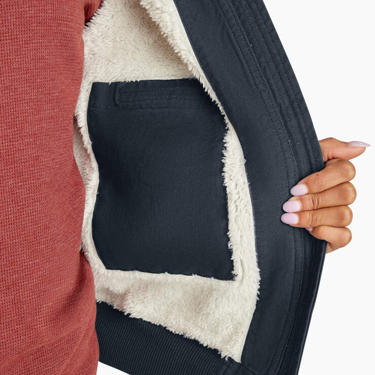 Women's Fleece Lined Duck Canvas Jacket - Rinsed Diesel Gray (RYG) image number 7