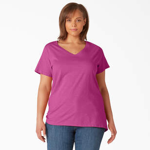 Women's Plus Short Sleeve V-Neck T-Shirt