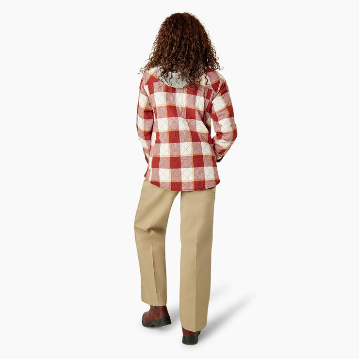 Women’s Flannel Hooded Shirt Jacket - Fired Brick Campside Plaid (A2E) image number 6