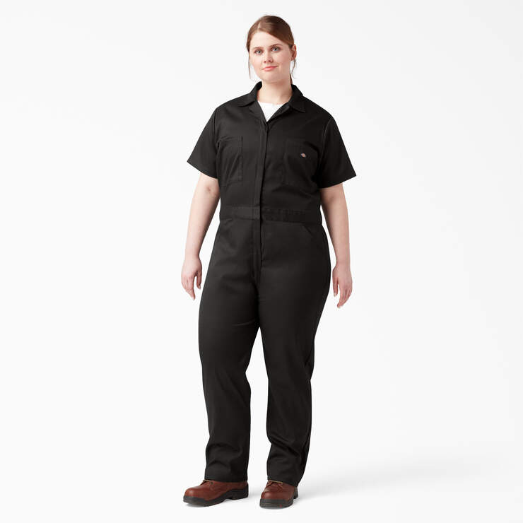 Women's Plus FLEX Cooling Short Sleeve Coveralls - Black (BK) image number 1
