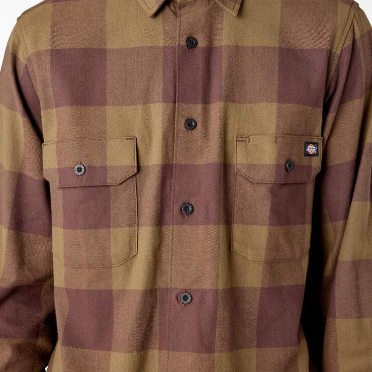 Long Sleeve Flannel Shirt - Dark Olive Buffalo Plaid (DBV) image number 7