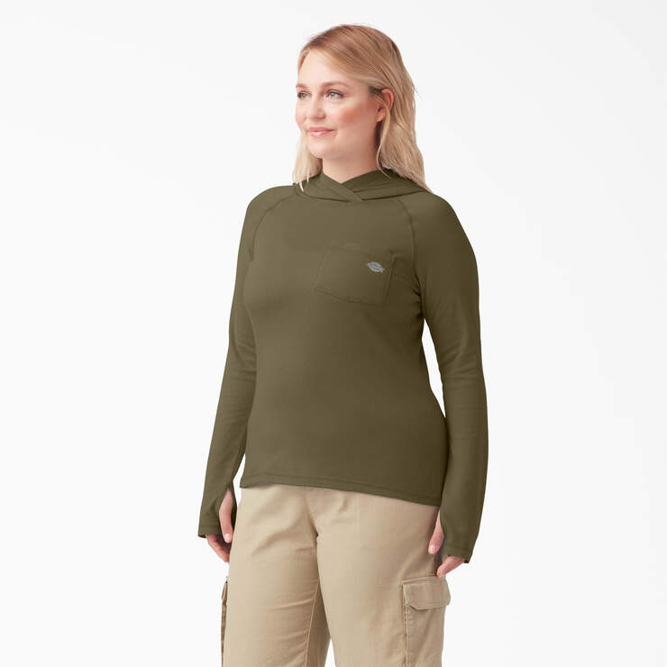 Women's Plus Cooling Performance Sun Shirt - Military Green Heather (MLD) image number 1