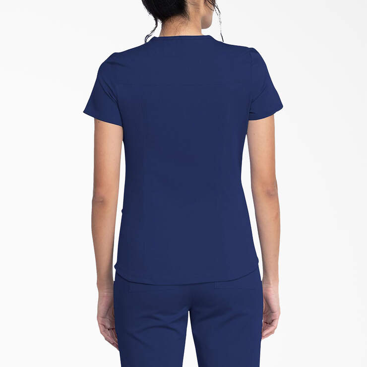 Women's Balance V-Neck Scrub Top with Zip Pocket - Navy Blue (NVY) image number 2