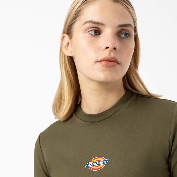 Women's Maple Valley Logo Long Sleeve Cropped T-Shirt - Military Green (ML) image number 4