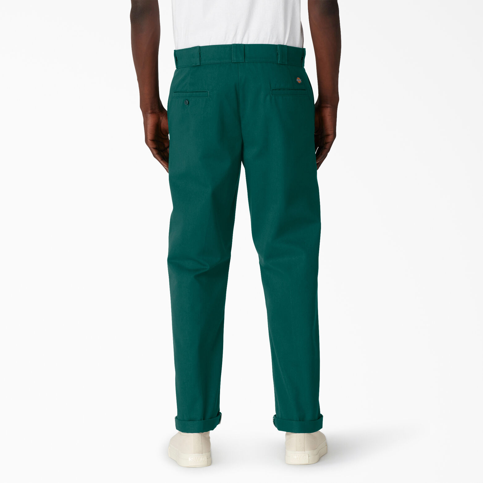 green cuffed pants