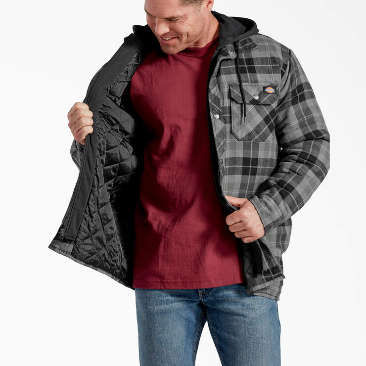 Flannel Hooded Shirt Jacket - Slate Graphite Plaid (SGP) image number 3