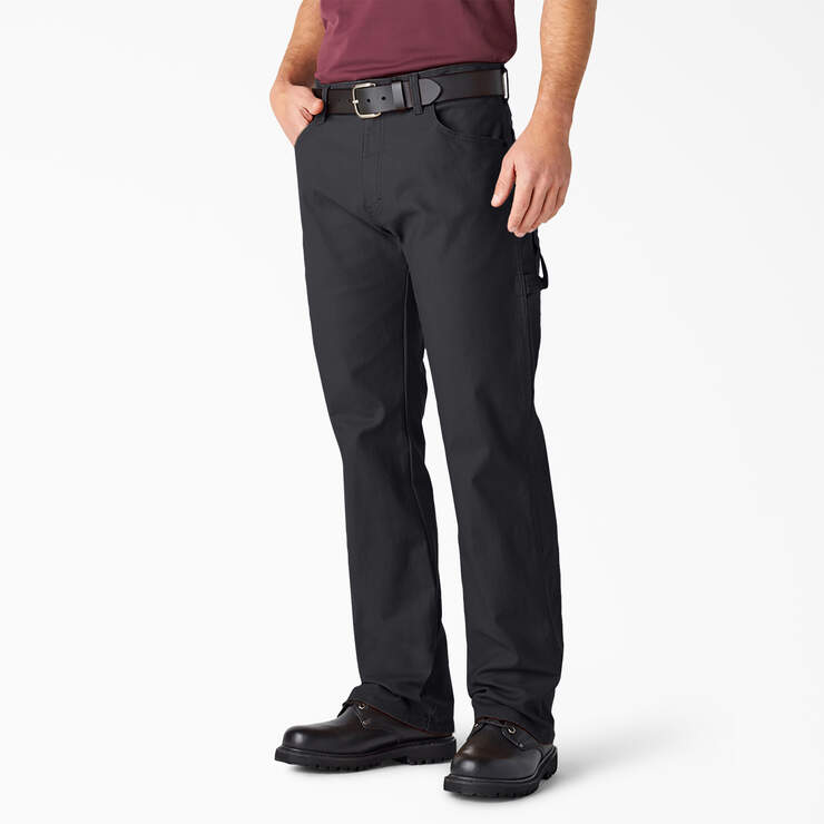 Relaxed Fit Heavyweight Duck Carpenter Pants - Rinsed Black (RBK) image number 1