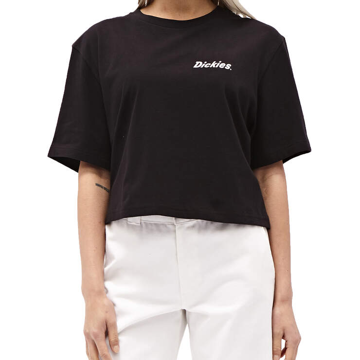 Dickies Girl Juniors' Spiral Check Short Sleeve T-Shirt - Black/White (BKW) image number 1