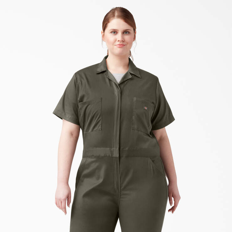 Women's Plus FLEX Cooling Short Sleeve Coveralls - Moss Green (MS) image number 4