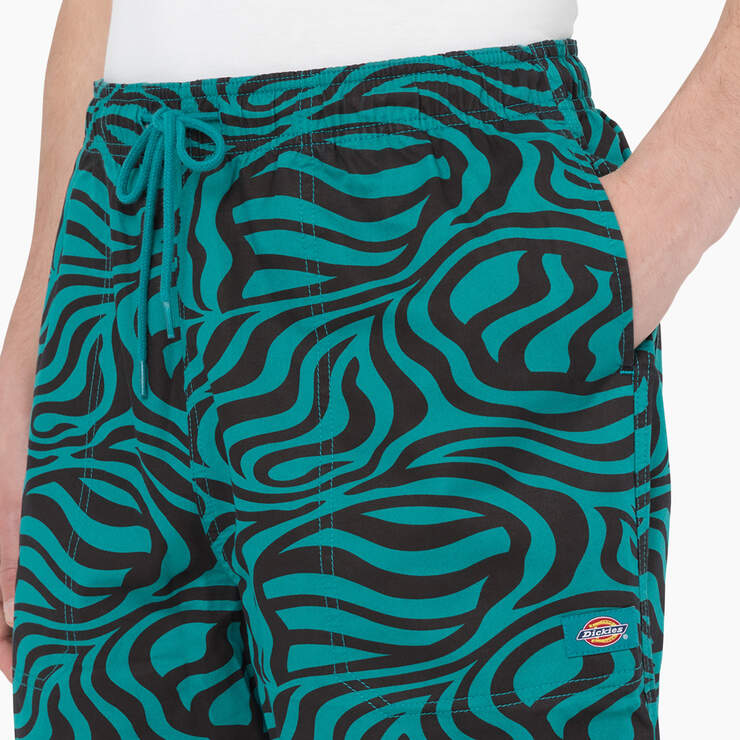Zebra Print Modern Fit Drawstring Shorts, 6" - Apple Mint (AR2) image number 6