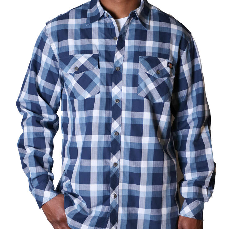 Long Sleeve Herringbone Plaid Shirt - Yankee Blue/Dusty Blue (UTD) image number 1