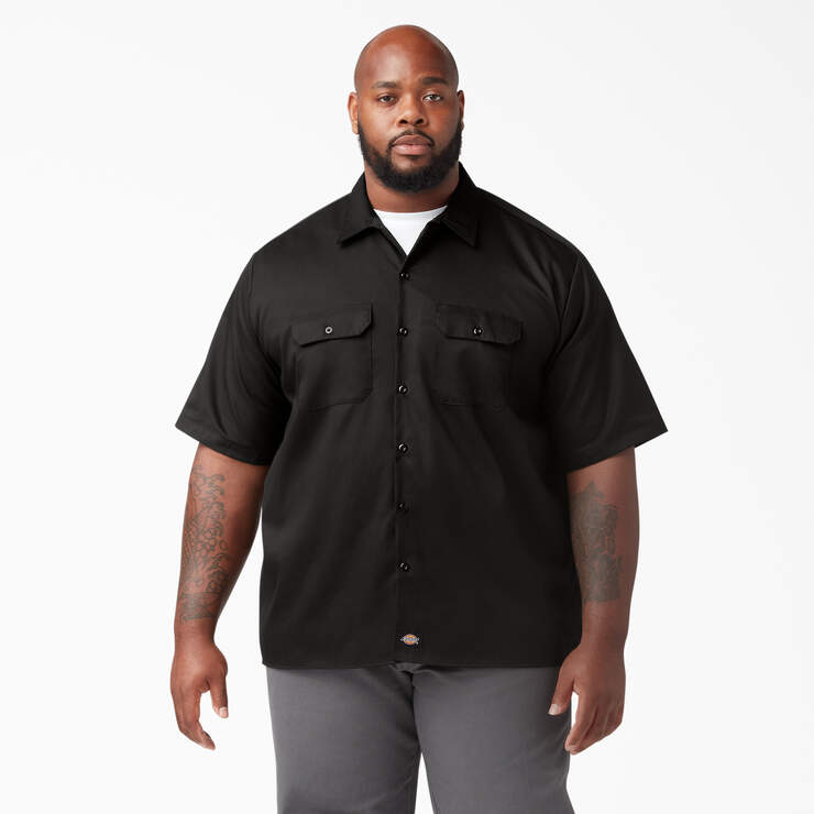 FLEX Relaxed Fit Short Sleeve Work Shirt - Black (BK) image number 5