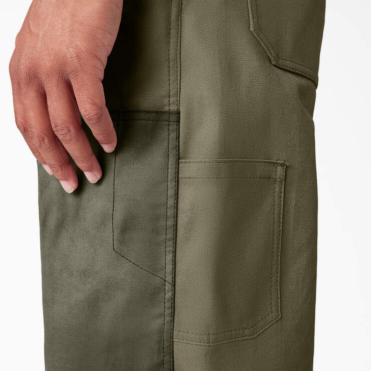 Waxed Canvas Double Front Bib Overalls - Moss Green (MS) image number 9