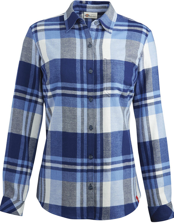 Women's Long Sleeve Plaid Shirt (Plus) - LAPIS/OPAQUE WHITE PLAID (LQP)