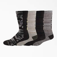 Logo Camo Crew Socks, Size 6-12, 4-Pack - Brown Black Camo (BBC)