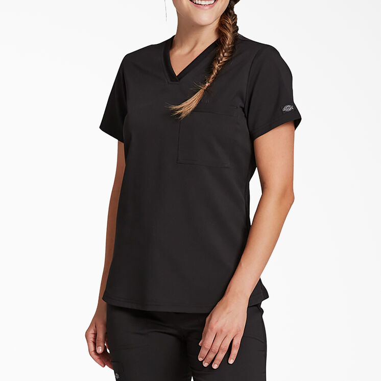 Women&#39;s Balance V-Neck Chest Pocket Scrub Top - Black &#40;BLK&#41;